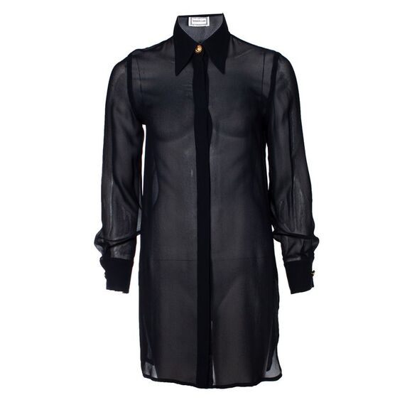 Gianni Versace Black silk blouse with medusa buttons